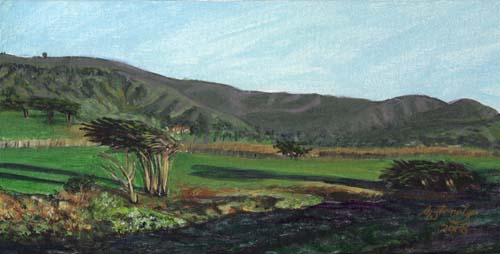 Pacifica Golf Course (6x12 original landscape painting)