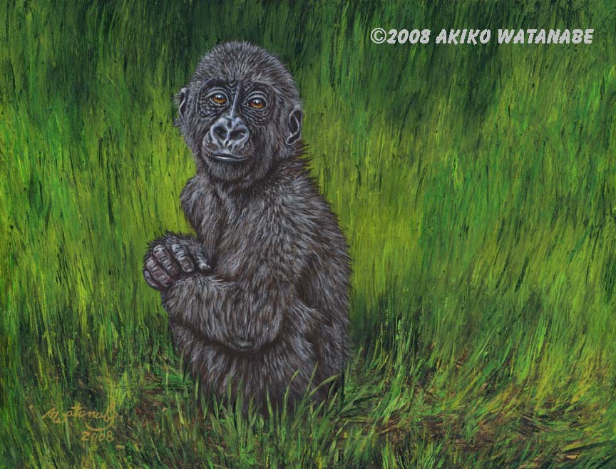 Painting of a Gorilla Baby (9x12 primate)