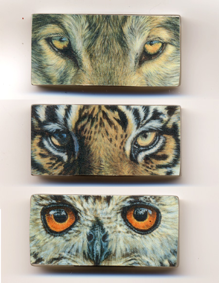 Wolf, Tiger, and Owl Glow-in-the-Dark Refrigerator Magnets